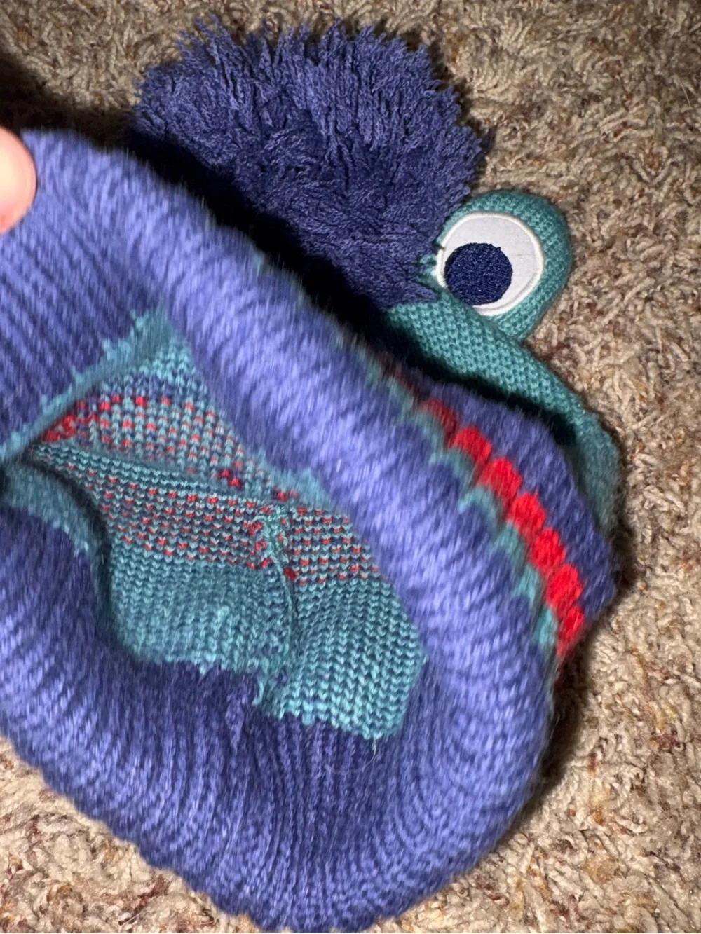 🔴10/$10! Kids Frog Pom Pom Beanie - Teal, Navy & Red